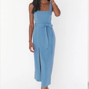 Show Me Your Mumu Eden Midi Dress French Blue Stretch- M